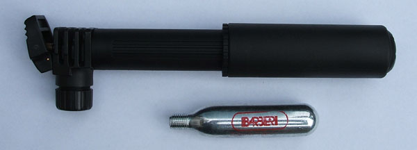 A modern Barbieri dual-action version of the CO2 pump which can be pumped by hand to top up the pressure (or in case of cartridge failure!)