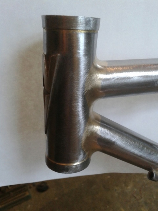 Brazing by Winston on a small custom-build frame with extended head tube