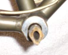 John Gilbert sent in these images of a Wedgelock chainset fitted to his brazed Hobbs. They show the rather lethal looking bottom-bracket axle and the other components, including the wedgelock, to make up the set.