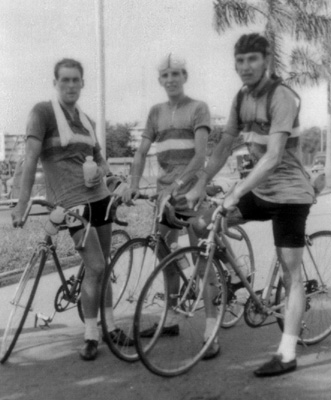 Recovering after a race completed at 24 mph L to R - Gordon Claughton (writer and photographer of this piece) Tony Tilbrook and Peter Moir